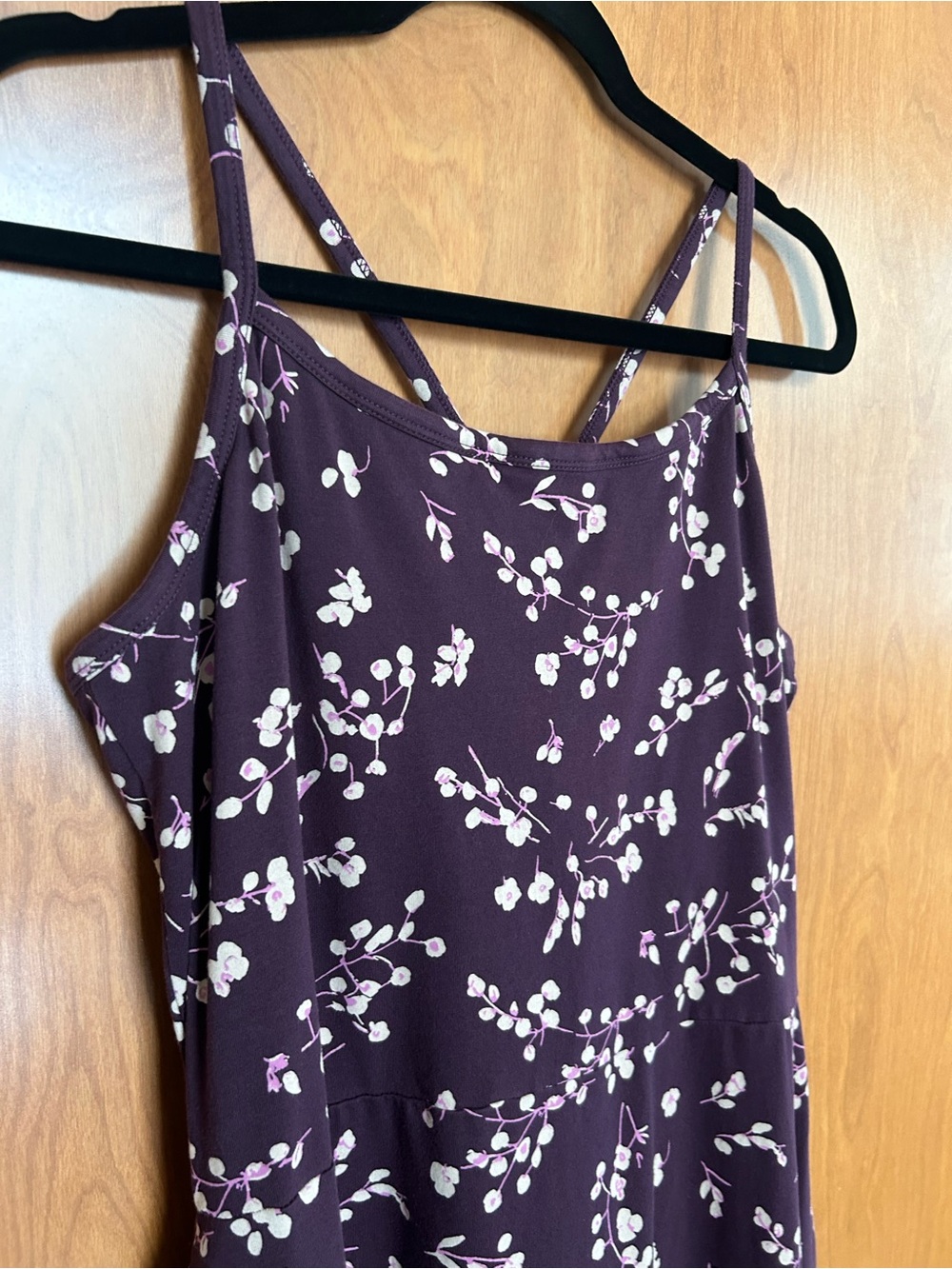 Pact Organic Cotton Fit & Flair Midi Dress Plum Floral - Size XL - Picture 2 of 5
